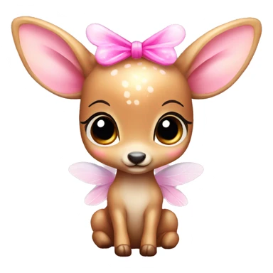 baby deer with fairy wings and a pink bow around its neck  sticker