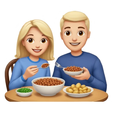 ligth couple having dinner of beans and potatoes sticker