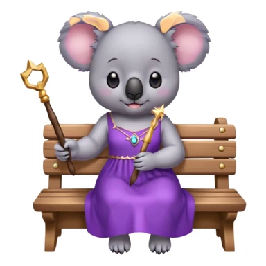 koala purple drees eyelashe magic wand sit down on the bench sticker