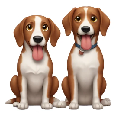 Two dogs sibainu are eating sausages sticker