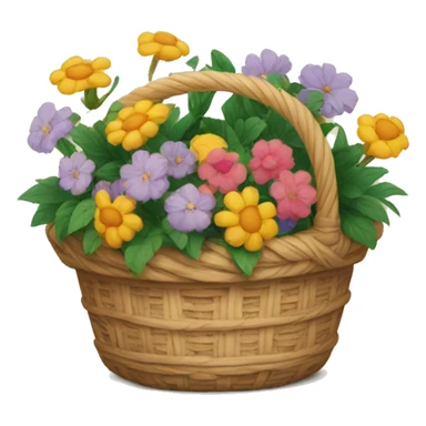 basket with courtyard and flowers  sticker