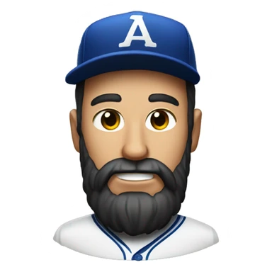 White man with sunburn with long black beard and backwards baseball ha with the letter A on it sticker