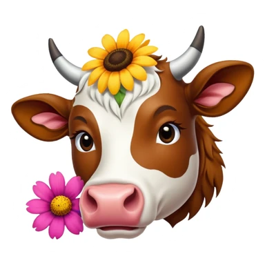 Pretty flower getting eaten by a cow sticker