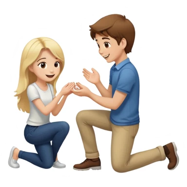 Brown hair boy proposes knee to blonde hair girl sticker