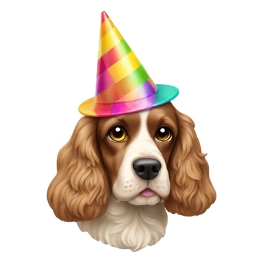 cocker spaniel with party hat sticker