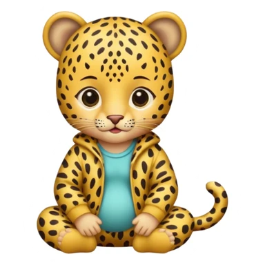 baby with leopard patterned clothes sticker