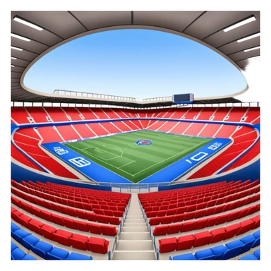 fc basel soccer stadium with mainly blue seats. however,on one side of the stadium red seats form the name ‚fc basel‘ sticker