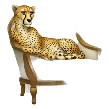 cheetah resting on a chair wearing a cucumber mask sticker