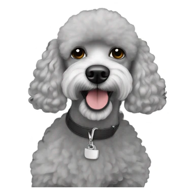 french poodle shaved facial hair in an hyundai accent gray  sticker