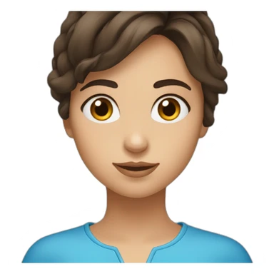 adolecente fille brune aux yeux bleu heureuse sticker