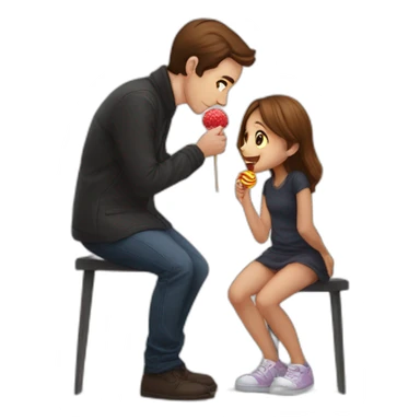 Request ➝  Draw me : girl on her two knees eating a lollipop side view man sticker