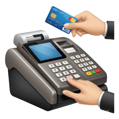Hand swiping a credit card in a credit card machine register sticker