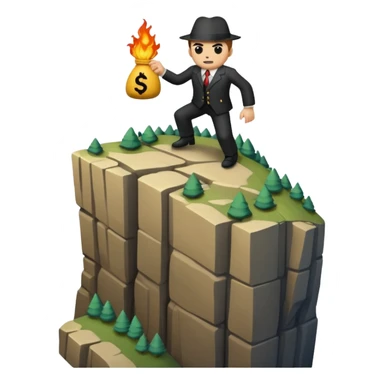 a mafiosi informant bound up and held over a cliff sticker