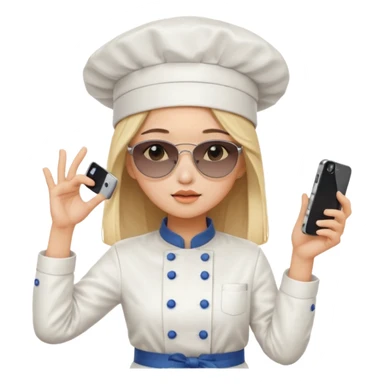 [b"A sad wooman with loight skin,k straight  hair, weawring a chehf hat andi sunglassels, dressee in K-pop  fashion, his dancino while hollding a phdone."] sticker