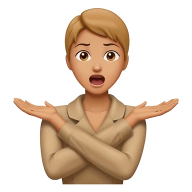 Woman holding her neck, crossing arms, screaming ￼ sticker