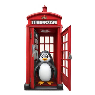penguin in london phone box sticker