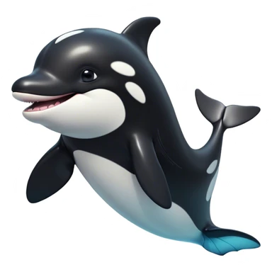 Cinematic Comical orca Portrait Emoji, Head tilted dramatically with an exaggeratedly shocked expression, featuring a sleek black-and-white body with wide, comically expressive eyes full of playful disbelief and animated flippers, Simplified yet hilariously expressive features, highly detailed, glowing with a slightly sassy oceanic glow, high shine, dramatic yet playful, stylized with an air of cheeky marine mischief, soft glowing outline, capturing the essence of a meme-worthy orca that looks ready to make waves with its hilariously dramatic antics! sticker