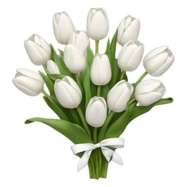 white tulip bouquet  with a white bow sticker