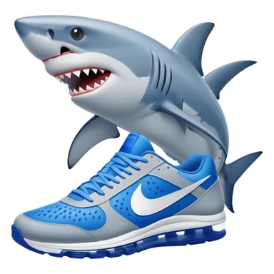 Crea a un tiburón con zapatos nike azules sticker