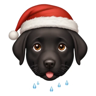 A cute, all-black Labrador Retriever, about 2 years old, wearing a Santa hat. (I need English) sticker