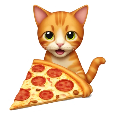 Ginger cat eating pizza sticker