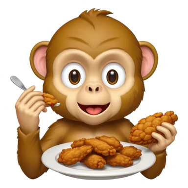Monkey eating fried chicken  sticker