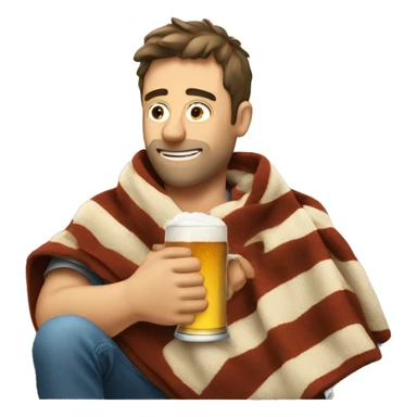 guy drinking a beer watching a movie with a blanket  sticker