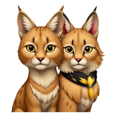 un Lynx Caracal Réaliste avec un Chardonnet (Oiseau) sur l'épaule sticker