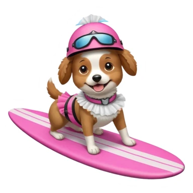 Dog surfing wearing a tutu with a helmet  sticker