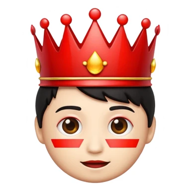 2D emoji, black crown, scattered glowing red stripes sticker
