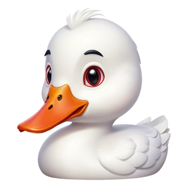 Cinematic Comical White Duck Portrait Emoji, Head tilted dramatically with an exaggeratedly amused expression, featuring a striking, glossy white plumage with a quirky red bill, wide, expressive eyes filled with playful disbelief, Simplified yet hilariously expressive features, highly detailed, glowing with a slightly sassy glow, high shine, dramatic yet playful, stylized with an air of cheeky mischief, bright and endearing, soft glowing outline, capturing the essence of a spirited and over-the-top duck, so meme-worthy it feels like it could quack its way into internet fame instantly! sticker