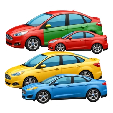 group of 4 Ford cars emoji style sticker