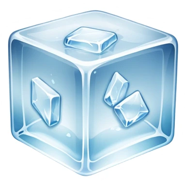 A clear frozen ice cube with light reflections sticker