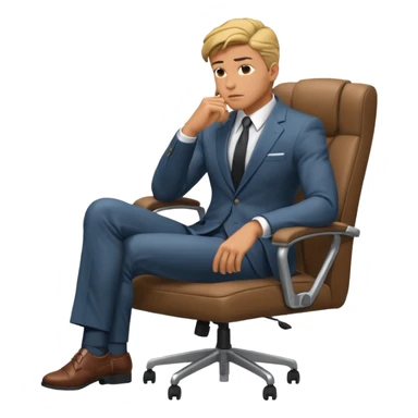 guy imitating thinker statue pose but with clothes and sitting in a office chair sticker