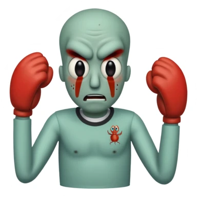 Squidward getting beat up by me Krabs  sticker