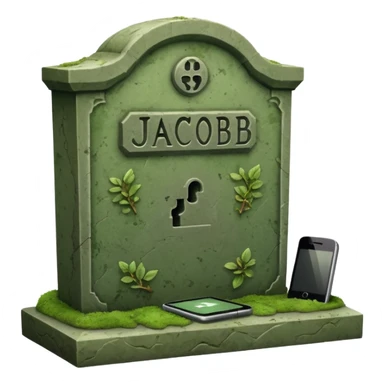 grave with name Jacob with phone and ;stop on it sticker