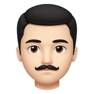 pretty handsome bratz man, with black hair and Little square mustache with black black black  eyes,  short dar, pale skin, defined jawlines sticker