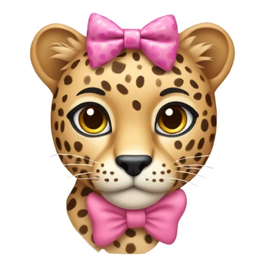 pink cheetah wearing a pink bow sticker