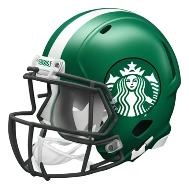 Football helmet with Starbucks logo sticker