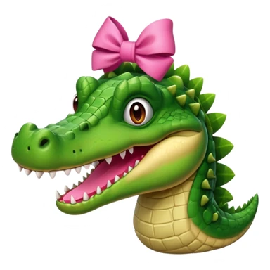Crocodilo com um laço rosa na cabeça  sticker