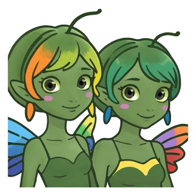 Two Fairy Sisters with Rainbow Wings sticker
