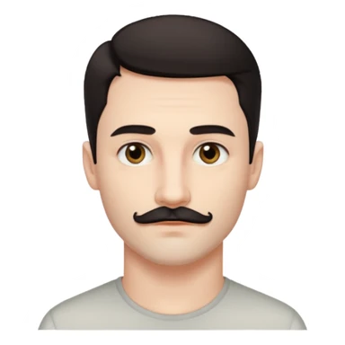 So pretty handsome bratz man, with black black black  eyes,  short dar, short mustache pale skin, defined jawlines sticker