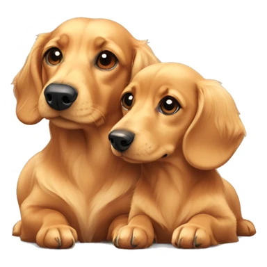 Mini dachshund and golden retriever laying down together sticker