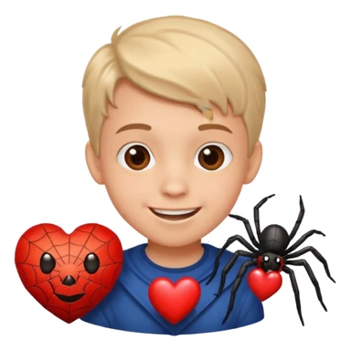boy face spider in love give hart sticker