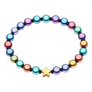 colourful round beaded bracelet with some star beads sticker