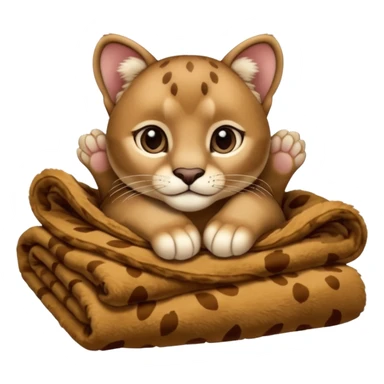 Cozy puma cougar cub in blanket with paws sticker