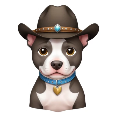 Black and white pit wearing cowboy hat sticker