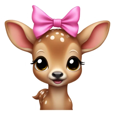 baby deer with fairy wings and a pink bow around its neck  sticker