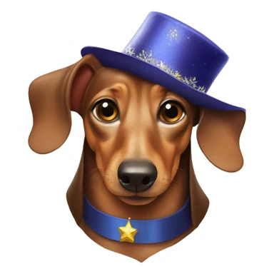 dachshund in a New Year's hat sticker