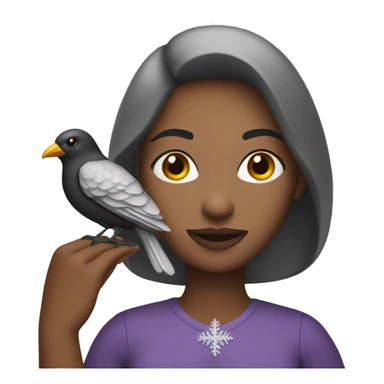 A white woman holding a bird on her hands and wearing a christmas makeup sticker